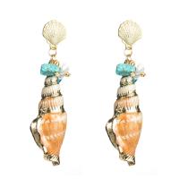 Turquoise Zinc Alloy Earring, with turquoise & Shell, Shell, fashion jewelry & for woman 