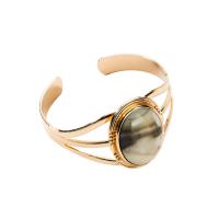 Zinc Alloy Cuff Bangle, with Resin, Bohemian style & for woman, gold 