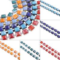 Quadrat Kristall Perlen, Squaredelle, plattiert, facettierte, mehrere Farben vorhanden, 13x6.5mm, Bohrung:ca. 1mm, ca. 30PCs/Strang, verkauft von Strang