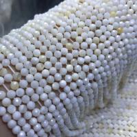 Weiße Lippenschale Perlen, rund, poliert, DIY & facettierte, weiß, 4-4.5mm, Länge:ca. 15 ZollInch, ca. 78PCs/Strang, verkauft von Strang