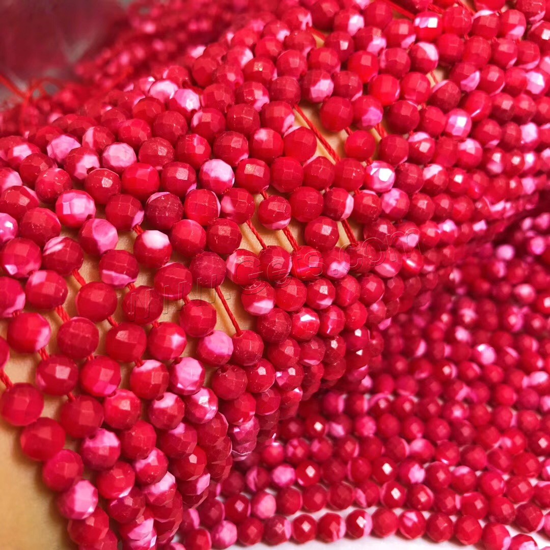 Perles en corail naturel, coquille, Rond, poli, DIY & normes différentes pour le choix & facettes, rouge, Longueur:Environ 15 pouce, Vendu par brin