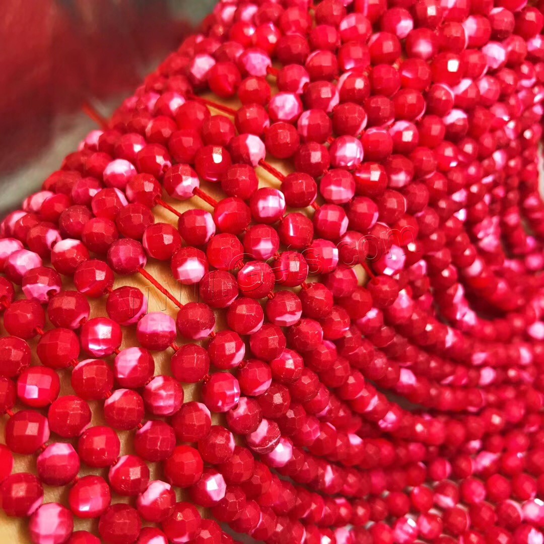 Perles en corail naturel, coquille, Rond, poli, DIY & normes différentes pour le choix & facettes, rouge, Longueur:Environ 15 pouce, Vendu par brin