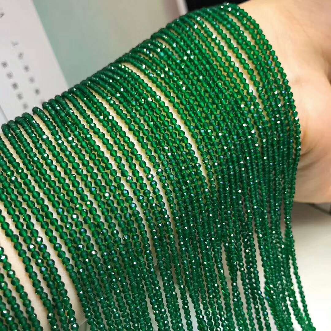 Spinel Beads, Round, plated, DIY & different size for choice & faceted, green, Length:Approx 15 Inch, Sold By Strand