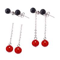 Gemstone Drop Earring, with Lava & Zinc Alloy, stainless steel post pin, plated & for woman 