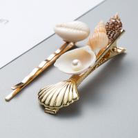 Hair Slide, Zinc Alloy, with Plastic Pearl, plated, 2 pieces & for woman 55mm,59mm 