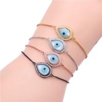Brass Bracelet, plated, evil eye pattern & micro pave cubic zirconia & for woman .5 Inch 