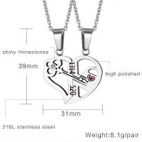 Titanium Steel Jewelry Necklace, Unisex & with rhinestone Approx 17.7 Inch 