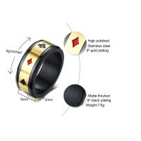 Titanium Steel Finger Ring, gold color plated, fashion jewelry & for man & enamel, black US Ring 