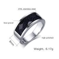 Titanium Steel Finger Ring, with Blue Goldstone, fashion jewelry & for man 8mm, US Ring 