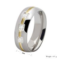 Titanium Steel Finger Ring, fashion jewelry & for man & with rhinestone, silver color, 6mm, US Ring 