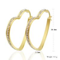 Titanium Steel Hoop Earring, Heart, fashion jewelry & for woman & with rhinestone, golden 