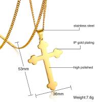 Titanium Steel Necklace, Cross & for man Approx 23.4 Inch 