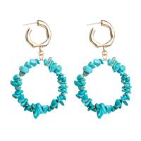 Turquoise Zinc Alloy Earring, with turquoise, Bohemian style & for woman, green 