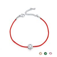Waxed Cotton Cord Bracelet, with Zinc Alloy, zinc alloy lobster clasp, plated, for woman & with cubic zirconia Approx 7 Inch 
