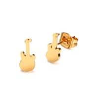 Titanium Steel Stud Earring, Violin, 24K gold plated, fashion jewelry & Unisex, 9.6mmx4.5mm 