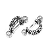 Titanium Steel Stud Earring, fashion jewelry & Unisex, 11mmx5mm 