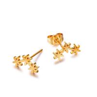 Titanium Steel Stud Earring, Flower, 24K gold plated, fashion jewelry & Unisex, 11.3mmx6.6mm 