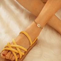 Zinc Alloy Anklet, with Glass Beads & leather cord & Shell, plated, fashion jewelry & for woman 
