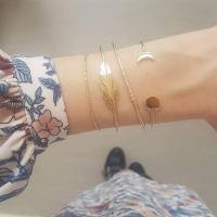 alliage de zinc Set de bracelet, bracelet de manchette & Bracelet, Placage de couleur d'or, 4 pièces & pour femme & avec strass, Vendu par fixé