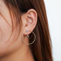 Zinc alliage strass Stud Earring, alliage de zinc, avec perle de plastique, Placage de couleur d'or, pour femme & avec strass, 34*37mm, Vendu par paire