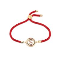 Brass Woven Ball Bracelets, with Nylon Cord, plated, random style & adjustable & micro pave cubic zirconia & for woman .2 Inch 