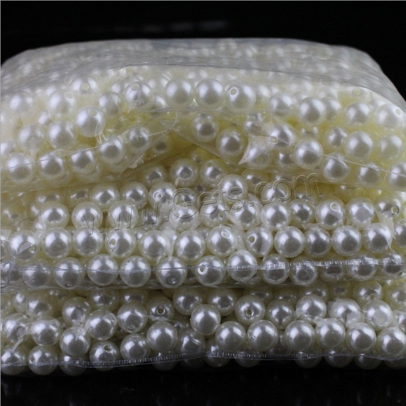 ABS プラスチック真珠ビーズ, ABS 樹脂パール, ラウンド形, 異なるサイズの選択 & 模造真珠, 無色, 売り手 バッグ