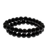 Black Agate Bracelets, Round, fashion jewelry & Unisex, black Approx 7.5 Inch 