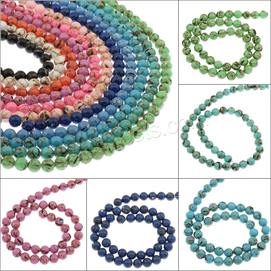 Synthetic Turquoise Beads, Round, different size for choice, more colors for choice, Hole:Approx 1mm, Sold By Bag