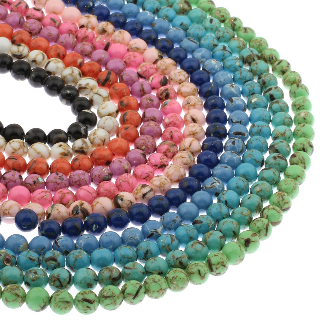 Perles en Turquoise synthétiques, Rond, normes différentes pour le choix, plus de couleurs à choisir, Trou:Environ 1mm, Vendu par sac