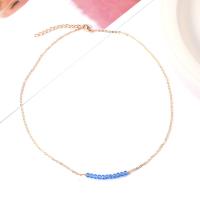 Zinc Alloy Necklace, with Glass Beads, with 1.96lnch extender chain, plated, oval chain & for woman Approx 19.6 Inch 