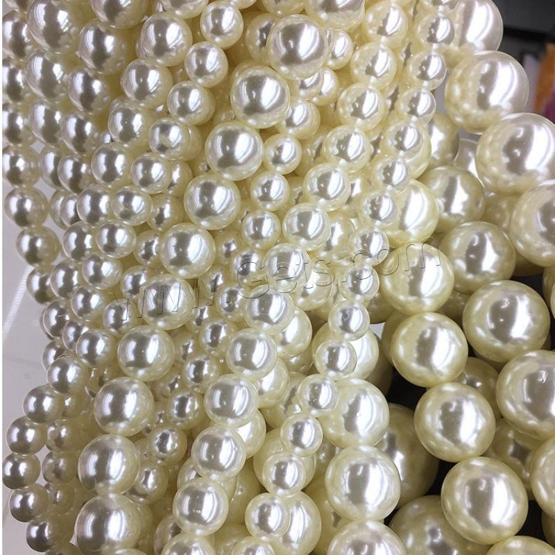ABS プラスチック真珠ビーズ, ABS 樹脂パール, ラウンド形, 異なるサイズの選択, ホワイト, 穴:約 1mm, 売り手 KG