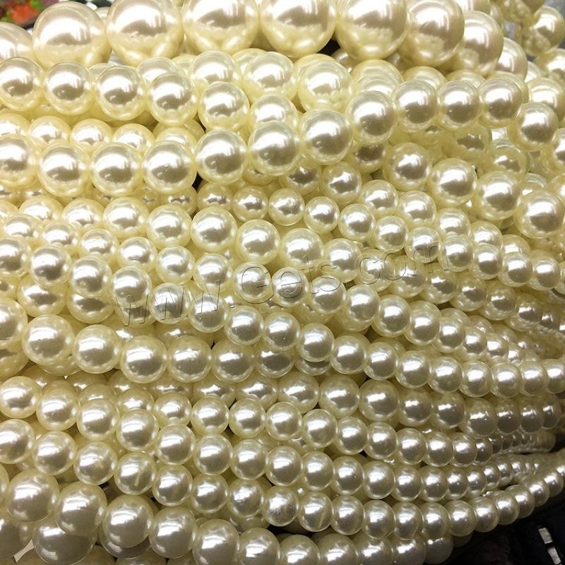 ABS perla de los granos de plástico, Perlas de plástico ABS, Esférico, diverso tamaño para la opción, Blanco, agujero:aproximado 1mm, Vendido por KG