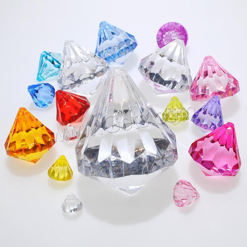 Granos de acrílico de la joyería, Diamante, moldeo por inyección, diverso tamaño para la opción, color mixto, agujero:aproximado 1mm, Vendido por Bolsa