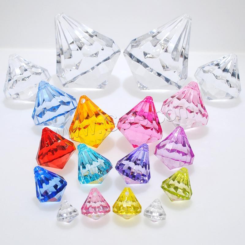 Granos de acrílico de la joyería, Diamante, moldeo por inyección, diverso tamaño para la opción, color mixto, agujero:aproximado 1mm, Vendido por Bolsa