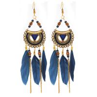 Zinc Alloy Drop Earring, with Seedbead & Plastic, zinc alloy earring hook, gold color plated, vintage & for woman 