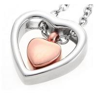 Titanium Steel Cinerary Casket Necklace, Heart, plated, for woman & hollow Approx 19 Inch 