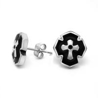Titanium Steel Stud Earring, Cross, anoint, fashion jewelry & Unisex, 12.3mmx11mm 
