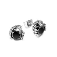 Titanium Steel Stud Earring, with Cubic Zirconia, anoint, fashion jewelry & Unisex, 9.8mmx9.6mm 
