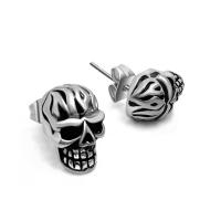 Titanium Steel Stud Earring, Skull, anoint, fashion jewelry & Unisex, 13mmx8mm 