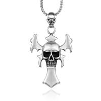 Titanium Steel Pendants, Skull, fashion jewelry & blacken, 16mmx46.8mmx32.8mm 