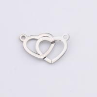 Stainless Steel Charm Connector, 304 Stainless Steel, Heart, plated, 1/1 loop Approx 1.3mm 