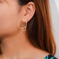 Zinc Alloy Stud Earring, stainless steel post pin, Geometrical Pattern, gold color plated, fashion jewelry & for woman, 27*35mm 