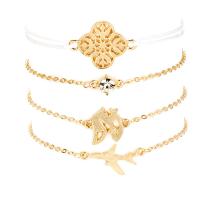 alliage de zinc Set de bracelet, Placage, 4 pièces & bijoux de mode & pour femme & avec strass, doré, Vendu par fixé