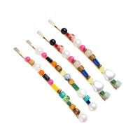 Hair Slide, Zinc Alloy, with Resin & Plastic Pearl, for woman, multi-colored 