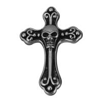 Нержавеющая сталь крест подвески, нержавеющая сталь, Инсус крест, с черепом рисунком & чернеют отверстие:Приблизительно продается PC