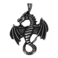 Stainless Steel Animal Pendants, Dragon, blacken Approx 