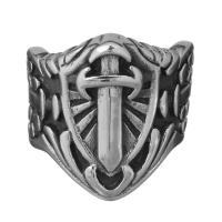 Anillo de dedo de acero inoxidable hombre, Escudo, Joyería & para hombre & ennegrezca, 26mm, tamaño:12, Vendido por UD