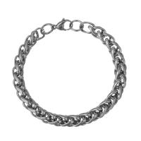 Stainless Steel Chain Bracelets, byzantine chain & Unisex, original color, 8mm Approx 8.5 Inch 