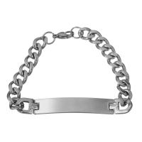 Stainless Steel Bracelet, curb chain & for man, original color 9mm Approx 8 Inch 