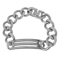 Stainless Steel Bracelet, curb chain & for man, original color 16mm Approx 8.5 Inch 